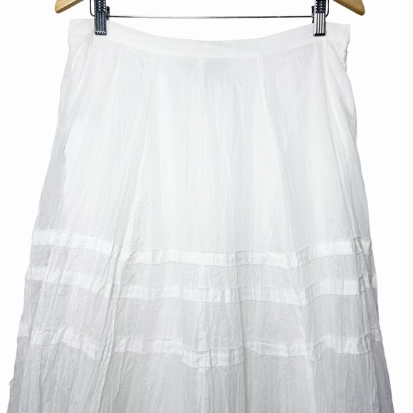Lauren Ralph Lauren Tiered Cotton Maxi Skirt 10 White Boho Cottagecore Romantic - Picture 5 of 14